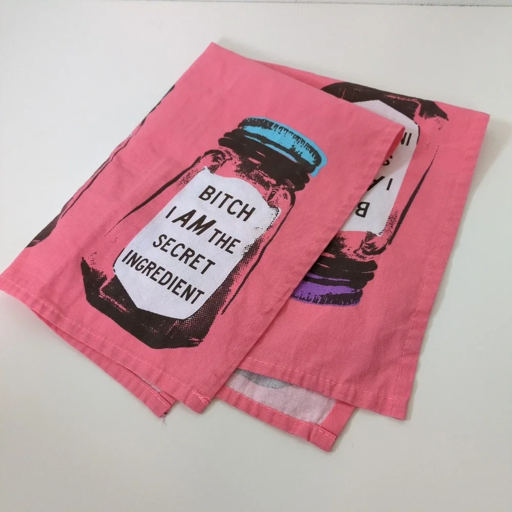 Blue Q Tea Towel Bit** I Am The Secret Ingredient Pink Cotton Dish Cloth Funny